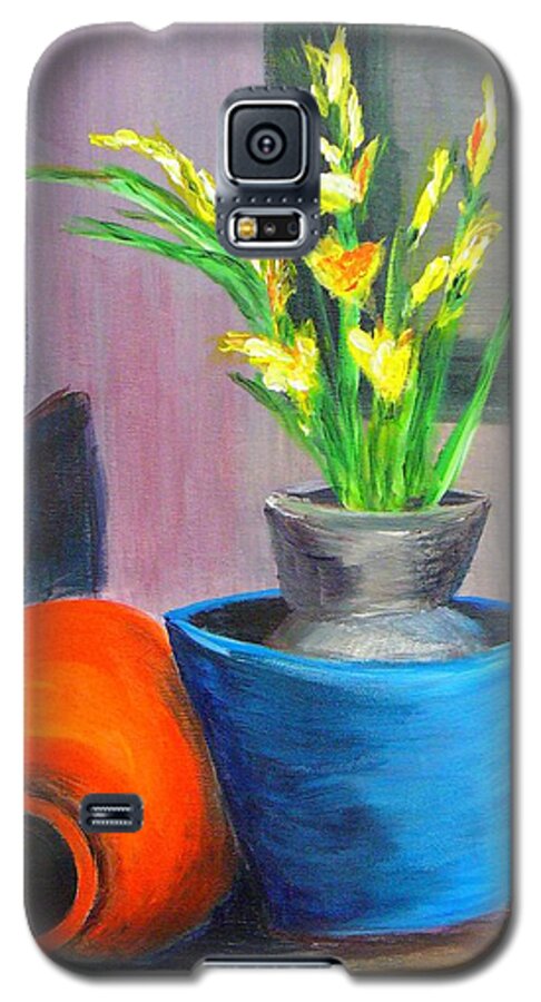 Abstract Galaxy S5 Case featuring the painting Clay Display by Peggy King
