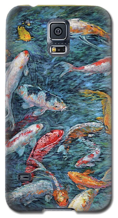 Koi Galaxy S5 Case featuring the painting Clear Creek Koi with painted on mat by Charles Munn