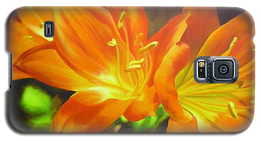 Flower Painting Galaxy S5 Case featuring the painting Clivias by Chris Hobel