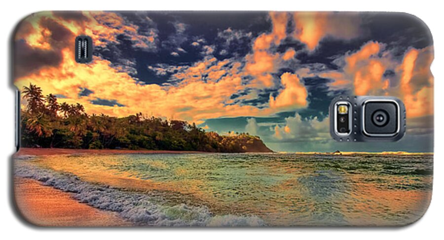 Beach Galaxy S5 Case featuring the photograph Clouds on Fire by Nadia Sanowar