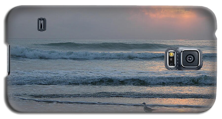 Sunrise Prints Galaxy S5 Case featuring the photograph Cloudy sunrise with seabirds by Julianne Felton