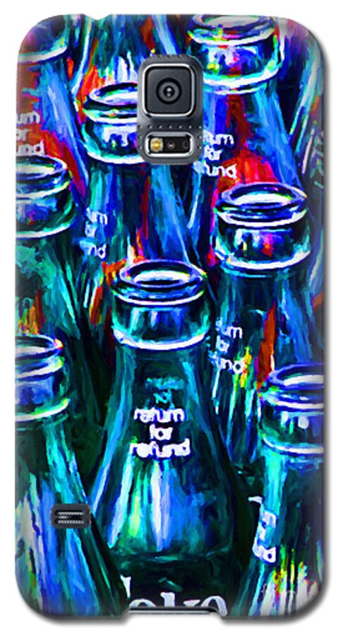 Coke Bottle Galaxy S5 Case featuring the photograph Coca-Cola Coke Bottles - Return For Refund - Painterly - Blue by Wingsdomain Art and Photography