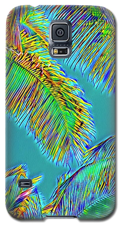 #flowersofaloha #flowers # Flowerpower #aloha #hawaii #aloha #puna #pahoa #thebigisland #coconutfrondsinrainbow #coconutfronds #rainbow Galaxy S5 Case featuring the photograph Coconut Fronds in Rainbow Aloha by Joalene Young