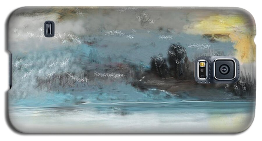 Landscape Galaxy S5 Case featuring the digital art Cold Day Lakeside Abstract Landscape by David Lane