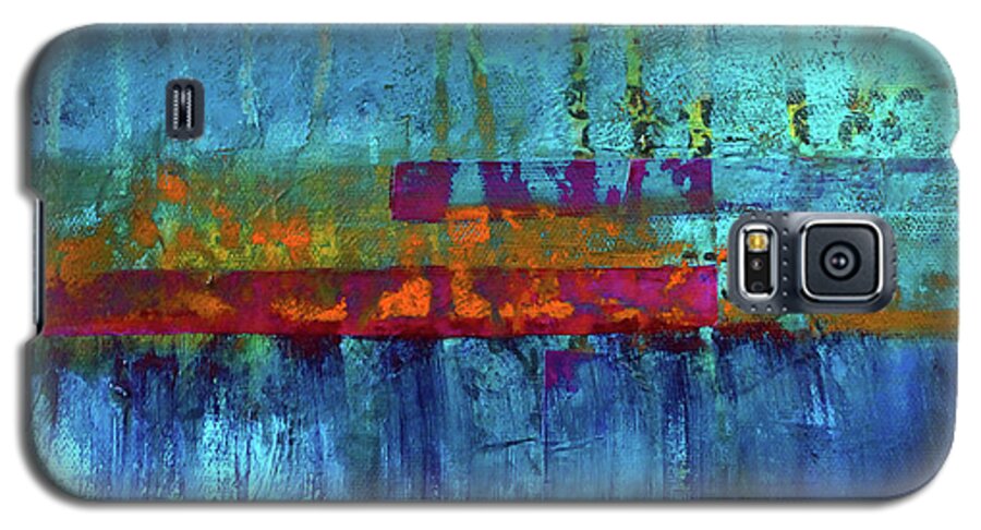 Large Blue Abstract Painting Galaxy S5 Case featuring the painting Color Pond by Nancy Merkle