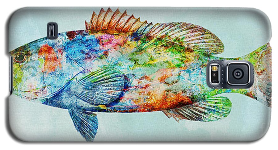 Color Fusion Galaxy S5 Case featuring the mixed media Colorful Gag Grouper Art by Olga Hamilton