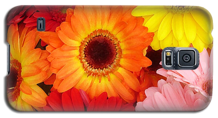 Gerber Daisy Galaxy S5 Case featuring the painting Colorful Gerber Daisies by Amy Vangsgard