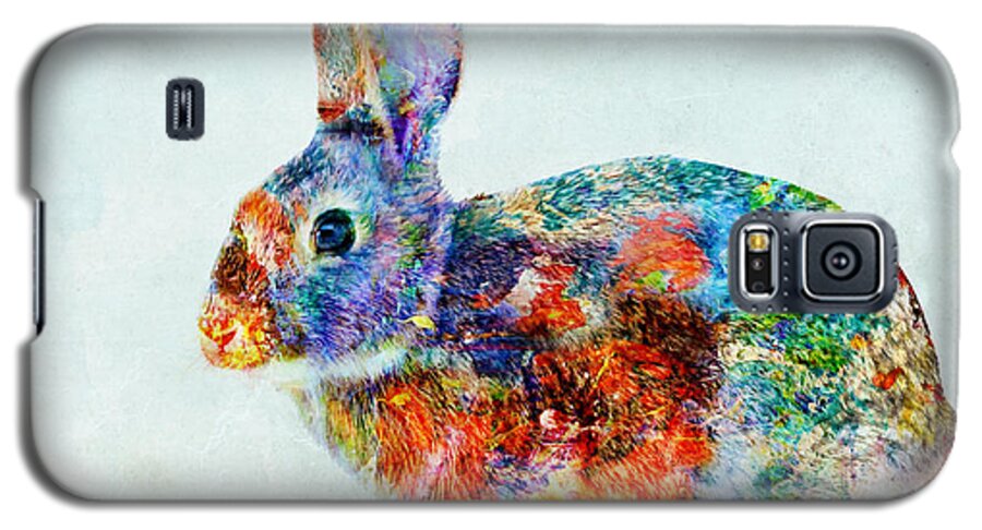 Color Fusion Galaxy S5 Case featuring the mixed media Colorful Rabbit Art by Olga Hamilton