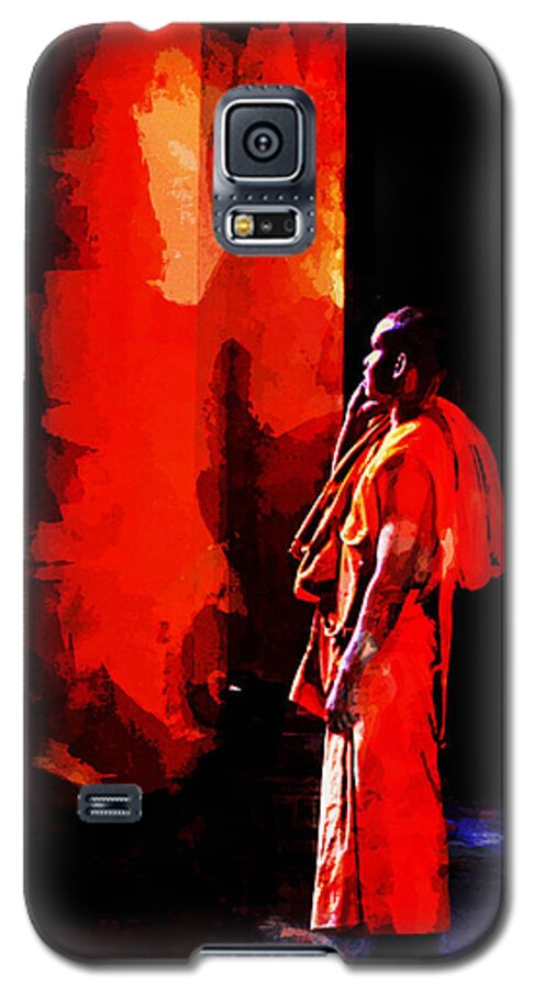 Monk Galaxy S5 Case featuring the digital art Cool Orange Monk by Cameron Wood