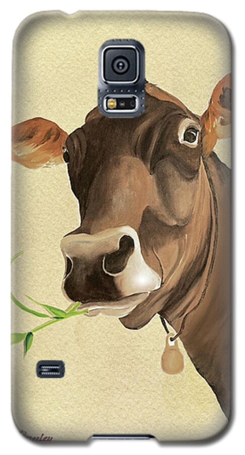 Cow Galaxy S5 Case featuring the painting Corneila by Anne Beverley-Stamps