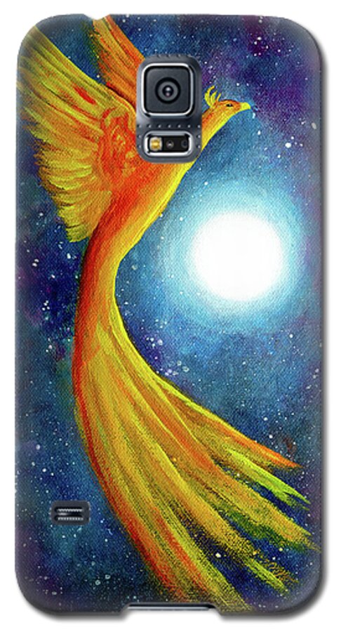 Zenbreeze Galaxy S5 Case featuring the painting Cosmic Phoenix Rising by Laura Iverson