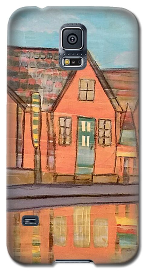 Cottages Galaxy S5 Case featuring the painting Cottages by the beach by Monica Martin