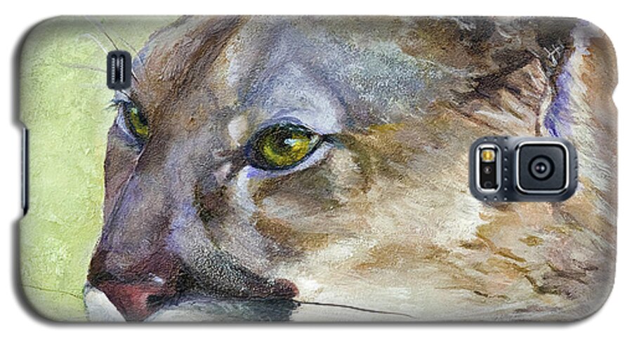 Wildlife Galaxy S5 Case featuring the painting Cougar by Bonnie Rinier