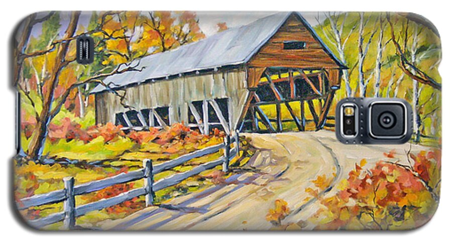 Water Galaxy S5 Case featuring the painting Covered Bridge 2 by Richard T Pranke
