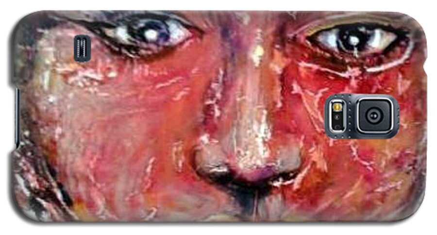 Acrylic Portrait Face Galaxy S5 Case featuring the painting Cracked Soul by Jan VonBokel
