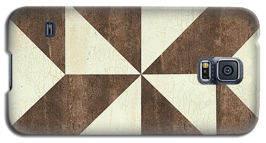 Quilt Galaxy S5 Case featuring the painting Cream and Brown Quilt by Debbie DeWitt