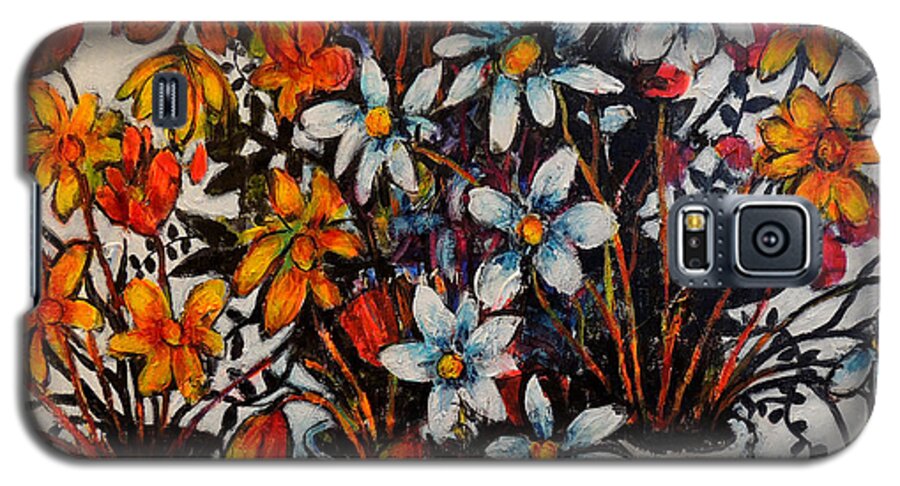 Colour Galaxy S5 Case featuring the painting Crescendo of flowers by Jeremy Holton