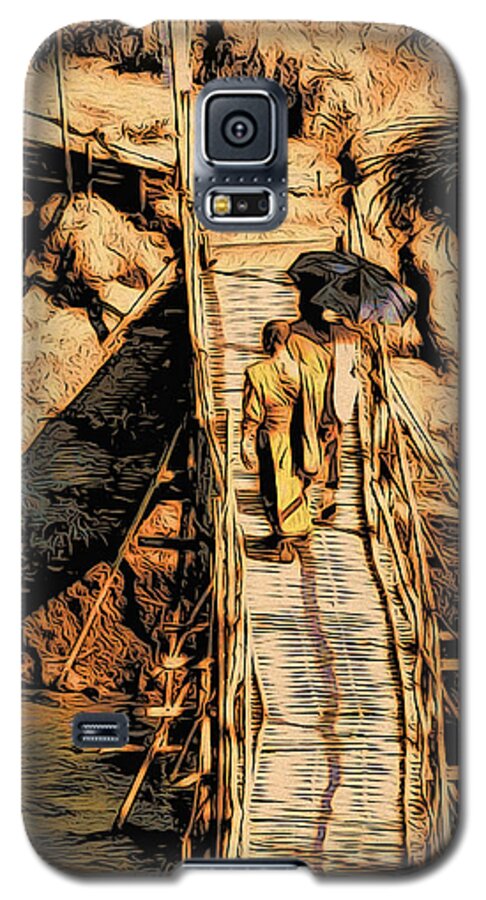 Monks Galaxy S5 Case featuring the digital art Crossing the Bridge by Cameron Wood