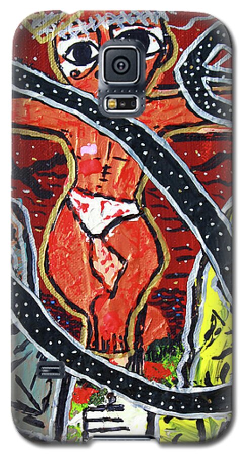  Galaxy S5 Case featuring the painting Crucifixion by Odalo Wasikhongo