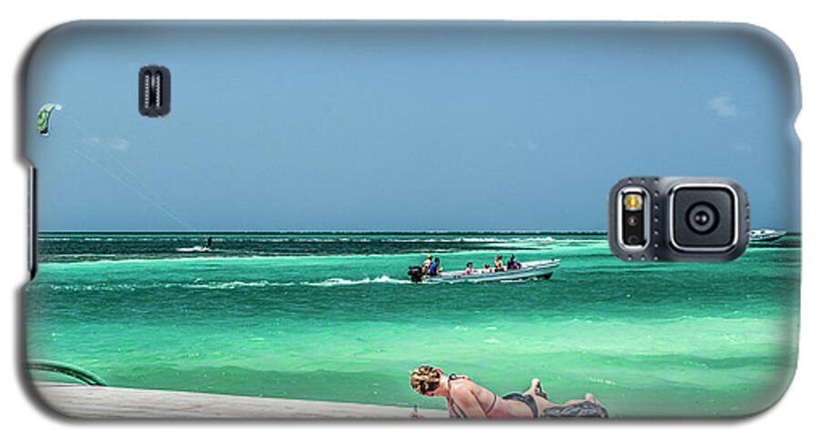 Caye Caulker Belize Galaxy S5 Case featuring the photograph Curious Bikini Clad Sunbather by David Zanzinger