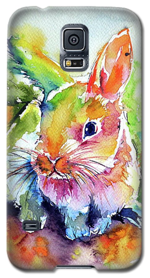 Animal Galaxy S5 Case featuring the painting Cute rabbit by Kovacs Anna Brigitta
