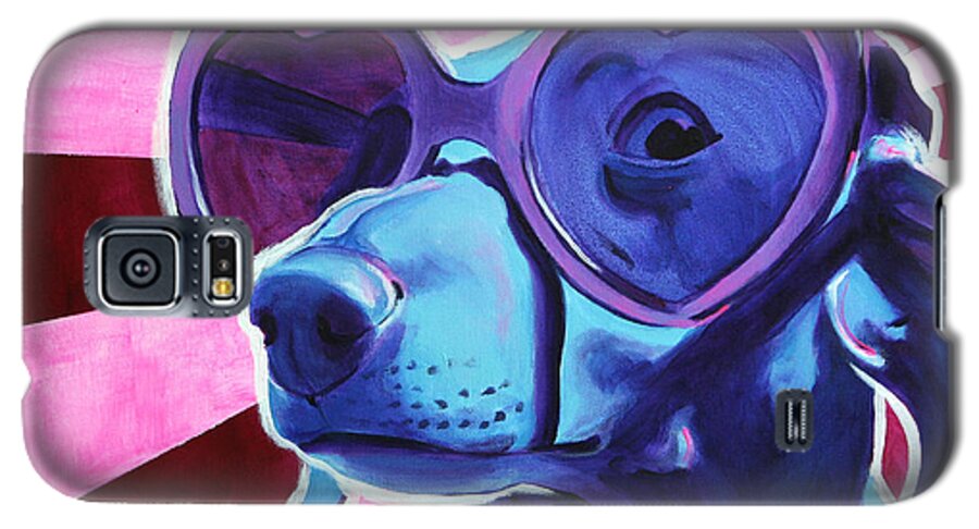 Dachshund Galaxy S5 Case featuring the painting Dachshund - Puppy Love by Dawg Painter