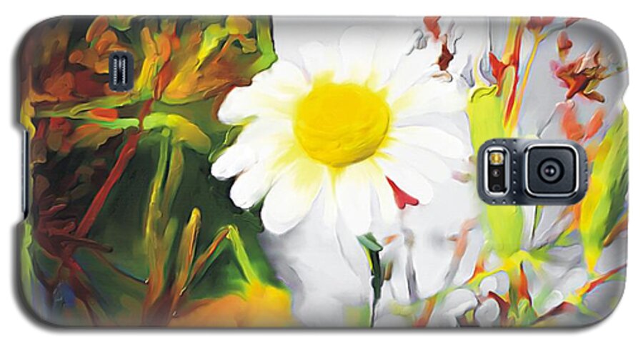 Floral Galaxy S5 Case featuring the painting Daisies by Bob Salo