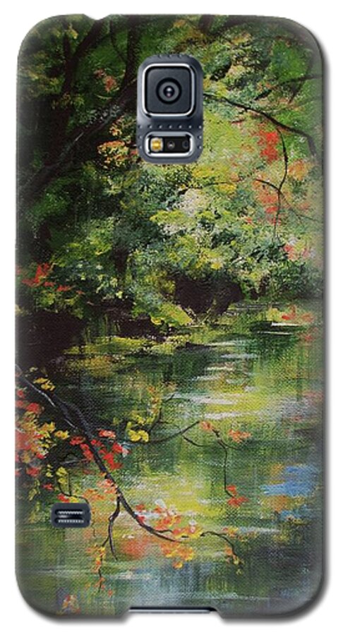 Water Galaxy S5 Case featuring the painting Dance of Color and Light by Mary Wolf