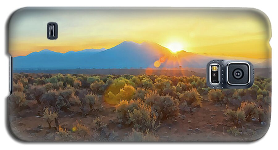  Dawn Galaxy S5 Case featuring the photograph Dawn over magic Taos mountain by Charles Muhle