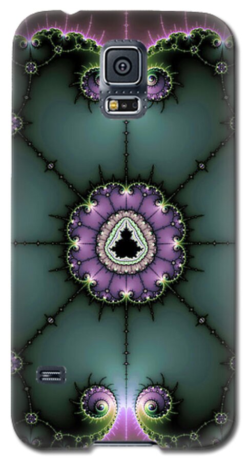 Fractal Galaxy S5 Case featuring the digital art Decorative Fractal Art purple and green by Matthias Hauser