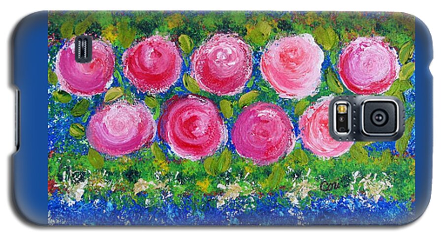Rose Galaxy S5 Case featuring the painting Deep Pink Flowers by Corinne Carroll