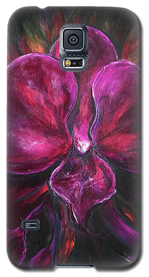 Purple Galaxy S5 Case featuring the painting Deep Purple Orchid by Michelle Pier