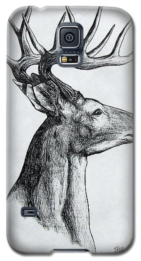 Michael Galaxy S5 Case featuring the drawing Deer by Michael TMAD Finney