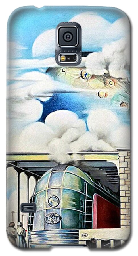 Train Drawing Galaxy S5 Case featuring the drawing Desert Wind by David Neace CPX