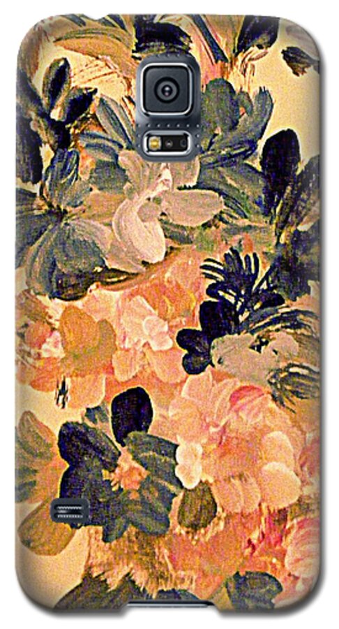 Gouache Abstract Flower Painting Galaxy S5 Case featuring the painting Designing Flowers by Nancy Kane Chapman