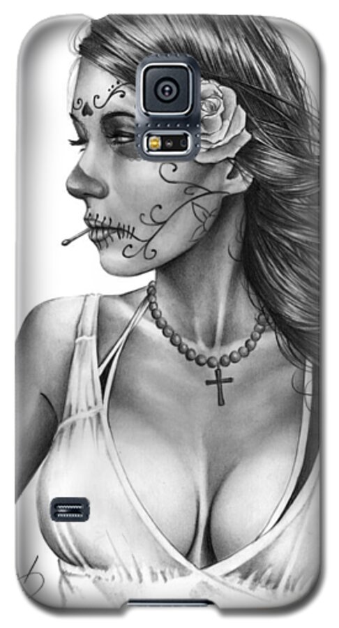 Jennifer Galaxy S5 Case featuring the drawing Dia De Los Muertos 1 by Pete Tapang