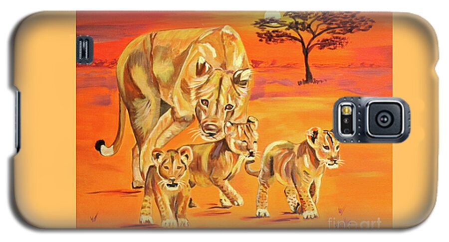 Lioness Galaxy S5 Case featuring the painting Do What Mom Says by Phyllis Kaltenbach