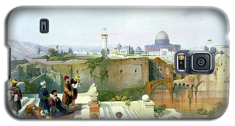 Jerusalem Galaxy S5 Case featuring the digital art Dome of the Rock in the background by Munir Alawi