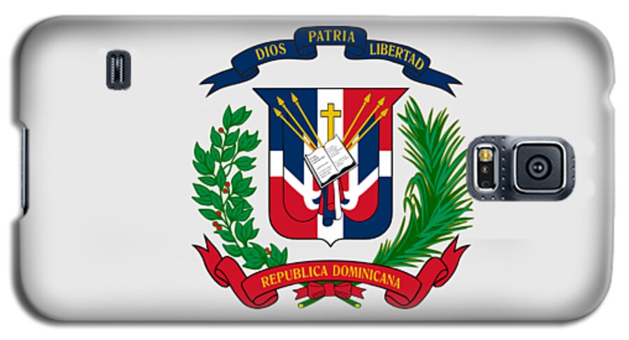 Dominican Republic Galaxy S5 Case featuring the drawing Dominican Republic Coat of Arms by Movie Poster Prints