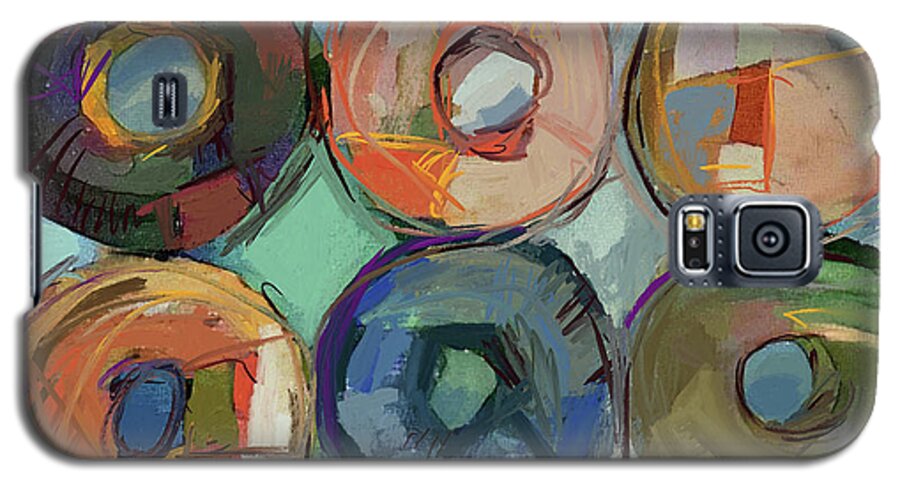 Abstract Galaxy S5 Case featuring the mixed media Donuts Galore by Russell Pierce