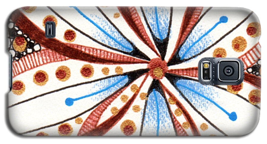 Zentangle Galaxy S5 Case featuring the drawing Dotted Zendala by Jan Steinle