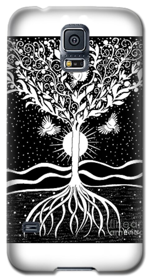Lise Winne Galaxy S5 Case featuring the drawing Dove Tree by Lise Winne