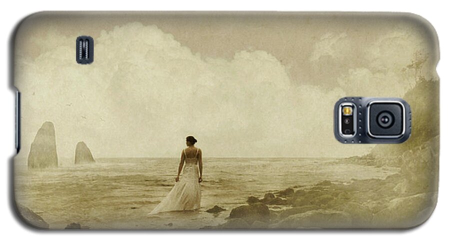 Woman Galaxy S5 Case featuring the photograph Dramatic seascape and woman by Clayton Bastiani