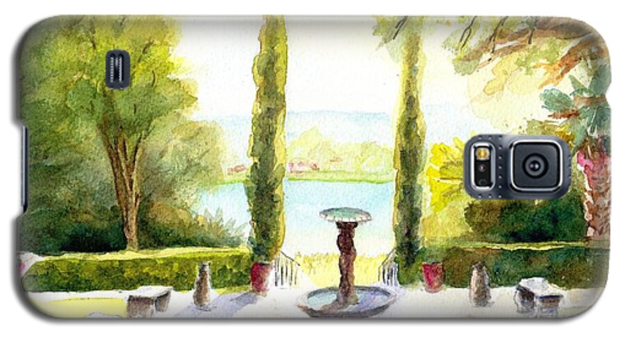Austin Galaxy S5 Case featuring the painting Driscoll Villa Laguna Gloria by Carlin Blahnik CarlinArtWatercolor