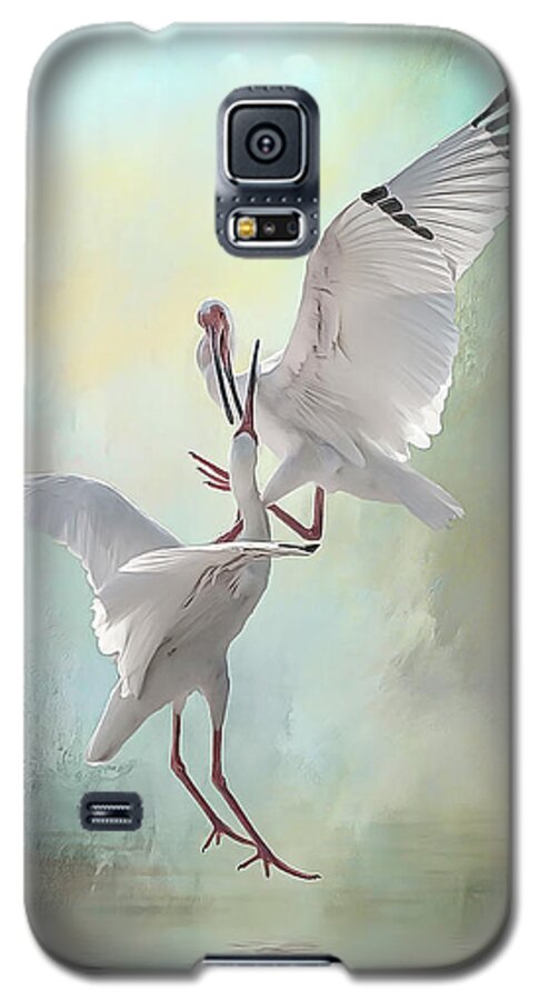Ibises Galaxy S5 Case featuring the photograph Duelling White Ibises by Brian Tarr