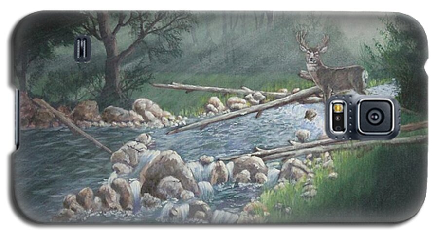 Deer Galaxy S5 Case featuring the painting Early Morning Spectacle by Bob Williams