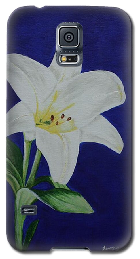 Easter Lily Galaxy S5 Case featuring the painting Easter LIly by Terry Frederick