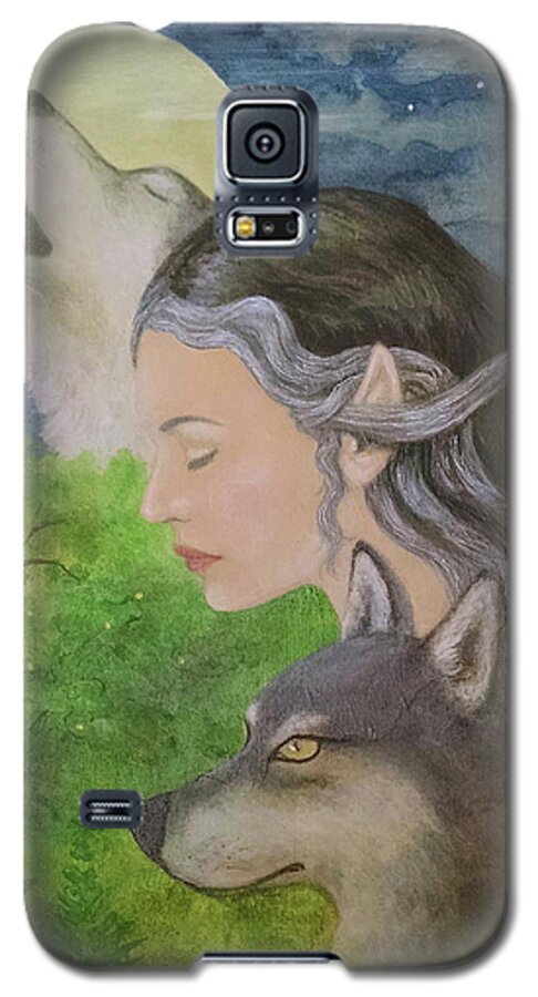 Wolves Galaxy S5 Case featuring the mixed media Edge of the Wild by Bernadette Wulf