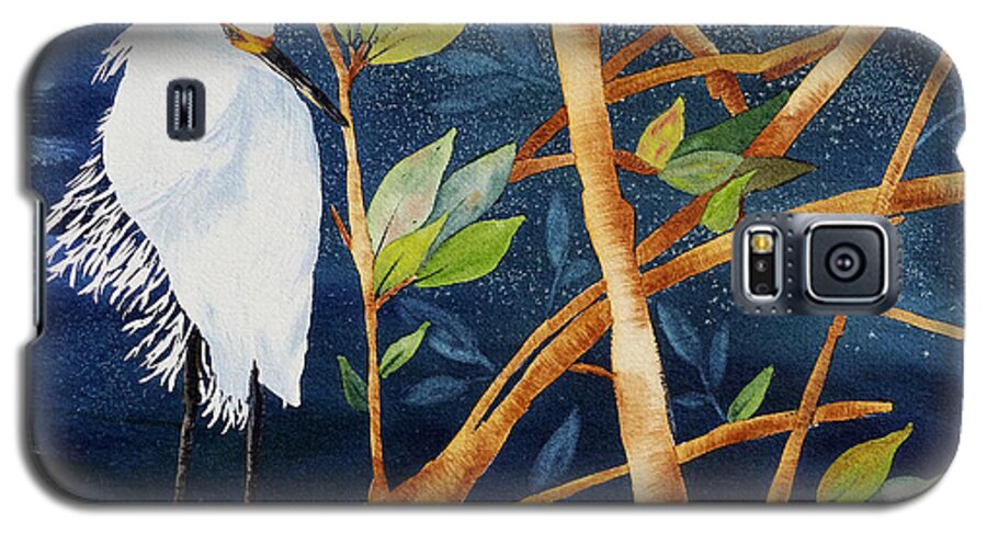 Water Galaxy S5 Case featuring the painting Egret in the Mangroves by Terri Mills