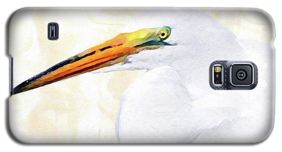 Egret Thoughts Galaxy S5 Case featuring the painting Egret Thoughts by DiDesigns Graphics